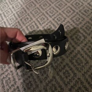 Madewell Black Belt with Silver Accents